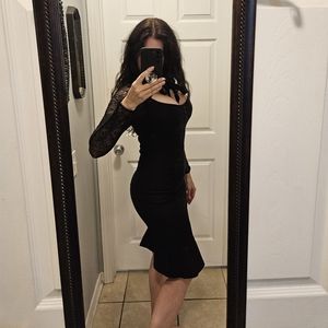 Killstar Pencil Dress with Spiderweb Mesh Sleeves